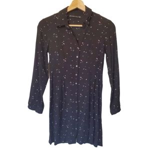 Black floral button through mini dress